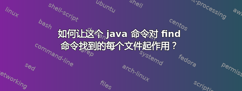 如何让这个 java 命令对 find 命令找到的每个文件起作用？