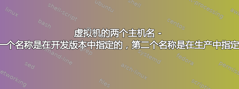 虚拟机的两个主机名 - 第一个名称是在开发版本中指定的，第二个名称是在生产中指定的