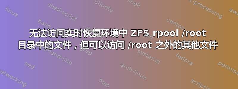 无法访问实时恢复环境中 ZFS rpool /root 目录中的文件，但可以访问 /root 之外的其他文件