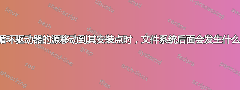 将循环驱动器的源移动到其安装点时，文件系统后面会发生什么？