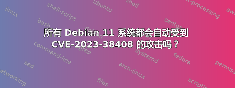 所有 Debian 11 系统都会自动受到 CVE-2023-38408 的攻击吗？