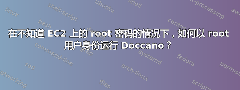 在不知道 EC2 上的 root 密码的情况下，如何以 root 用户身份运行 Doccano？