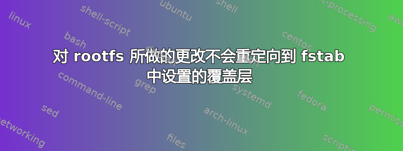 对 rootfs 所做的更改不会重定向到 fstab 中设置的覆盖层