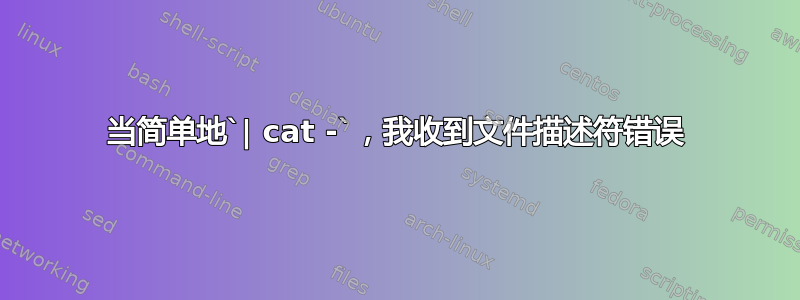 当简单地`| cat -`，我收到文件描述符错误