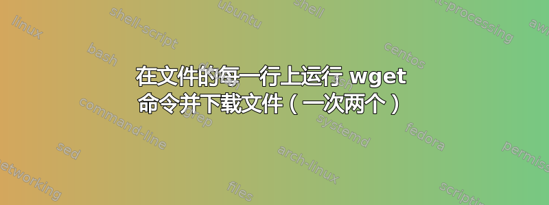 在文件的每一行上运行 wget 命令并下载文件（一次两个）