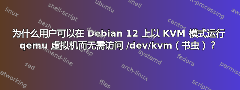 为什么用户可以在 Debian 12 上以 KVM 模式运行 qemu 虚拟机而无需访问 /dev/kvm（书虫）？