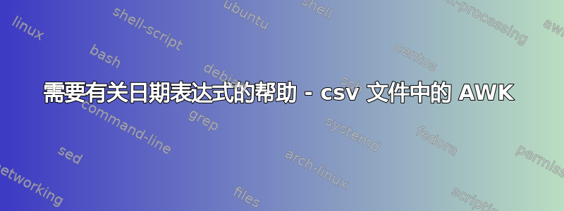 需要有关日期表达式的帮助 - csv 文件中的 AWK