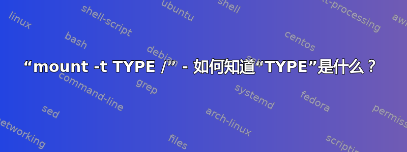 “mount -t TYPE /” - 如何知道“TYPE”是什么？