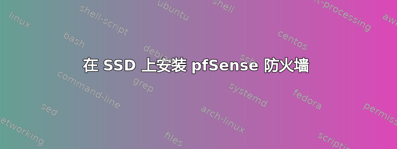 在 SSD 上安装 pfSense 防火墙