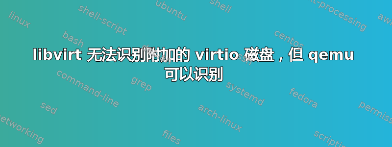 libvirt 无法识别附加的 virtio 磁盘，但 qemu 可以识别