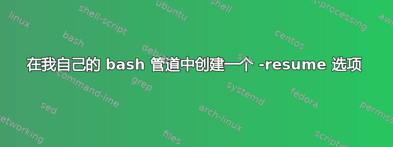 在我自己的 bash 管道中创建一个 -resume 选项