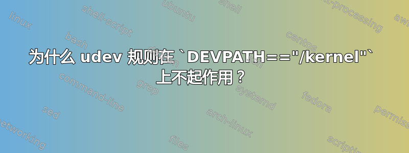 为什么 udev 规则在 `DEVPATH=="/kernel"` 上不起作用？