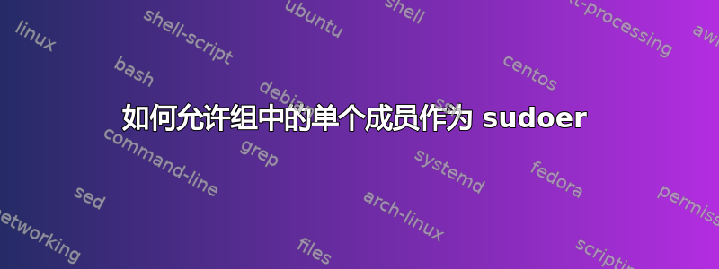 如何允许组中的单个成员作为 sudoer