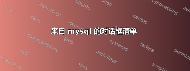 来自 mysql 的对话框清单