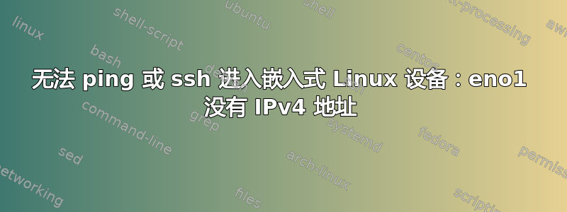 无法 ping 或 ssh 进入嵌入式 Linux 设备：eno1 没有 IPv4 地址