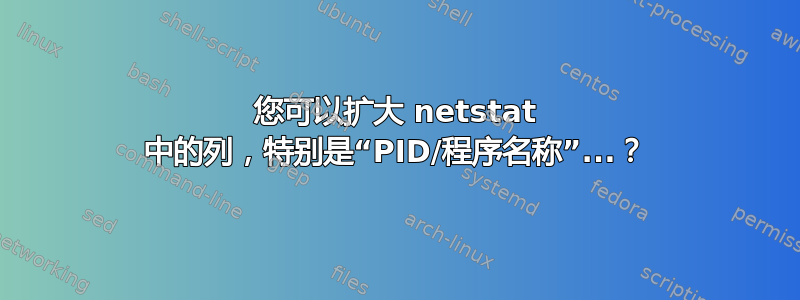 您可以扩大 netstat 中的列，特别是“PID/程序名称”...？