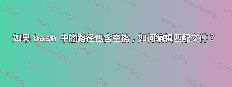 如果 bash 中的路径包含空格，如何编辑匹配文件？