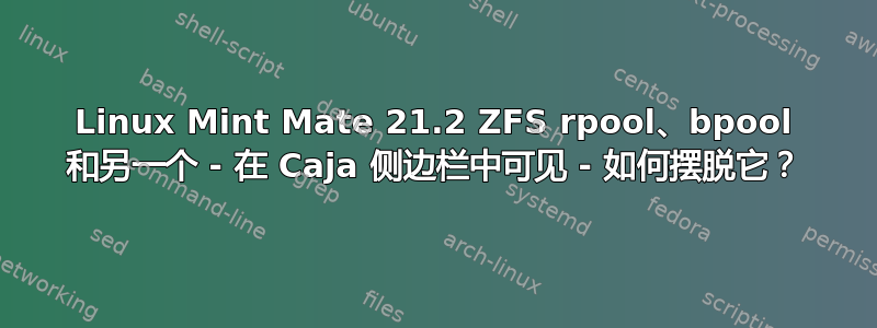 Linux Mint Mate 21.2 ZFS rpool、bpool 和另一个 - 在 Caja 侧边栏中可见 - 如何摆脱它？