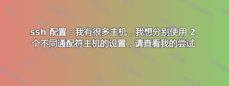 ssh 配置：我有很多主机，我想分别使用 2 个不同通配符主机的设置，请查看我的尝试