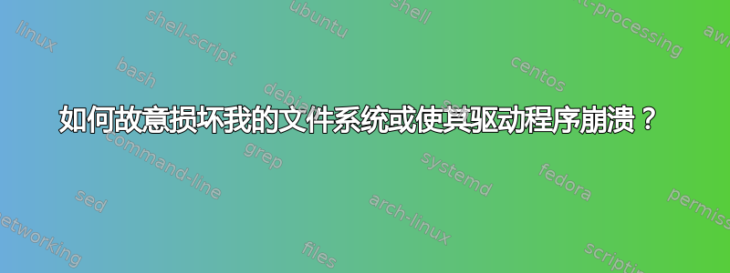 如何故意损坏我的文件系统或使其驱动程序崩溃？