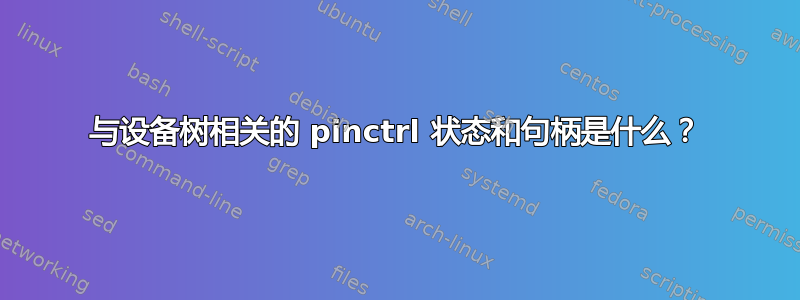 与设备树相关的 pinctrl 状态和句柄是什么？