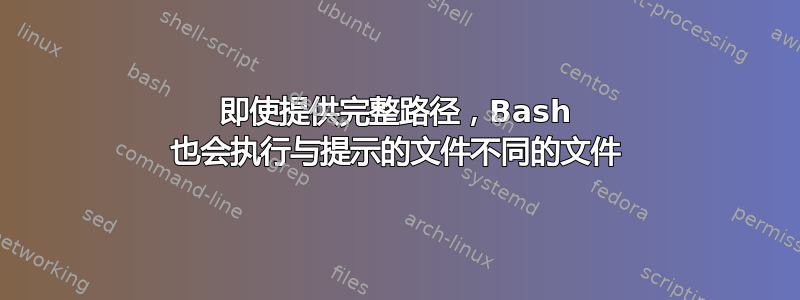 即使提供完整路径，Bash 也会执行与提示的文件不同的文件