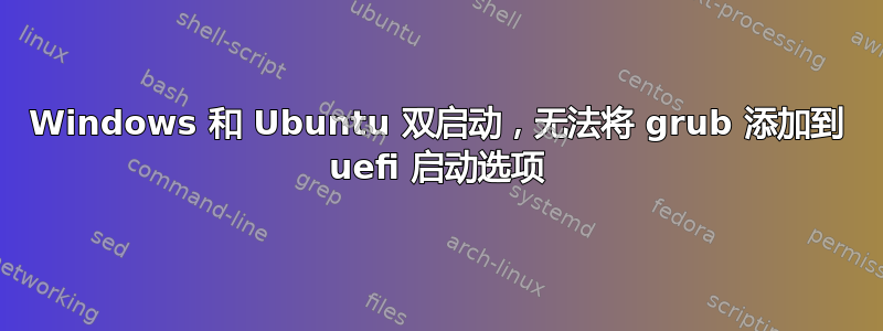 Windows 和 Ubuntu 双启动，无法将 grub 添加到 uefi 启动选项