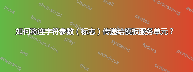 如何将连字符参数（标志）传递给模板服务单元？