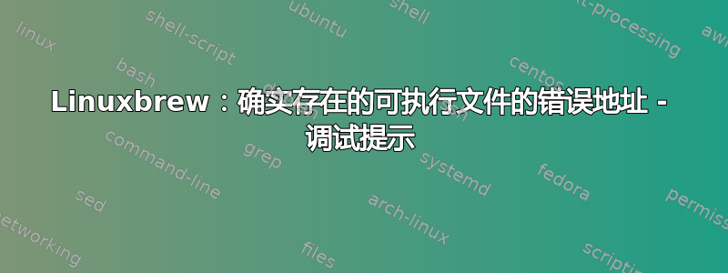 Linuxbrew：确实存在的可执行文件的错误地址 - 调试提示