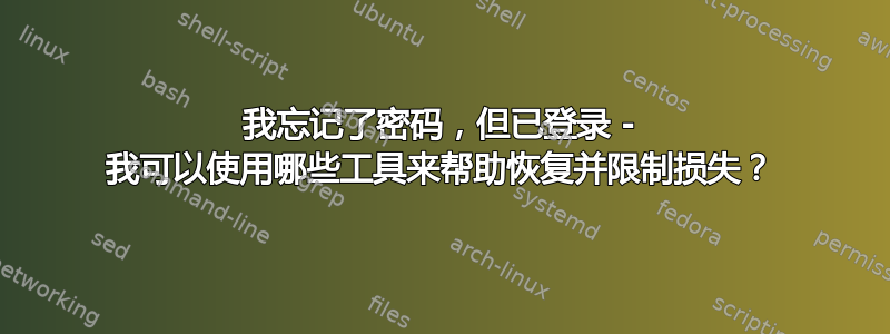 我忘记了密码，但已登录 - 我可以使用哪些工具来帮助恢复并限制损失？