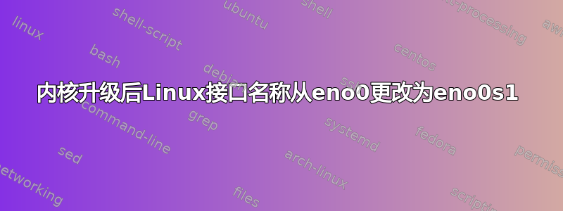 内核升级后Linux接口名称从eno0更改为eno0s1