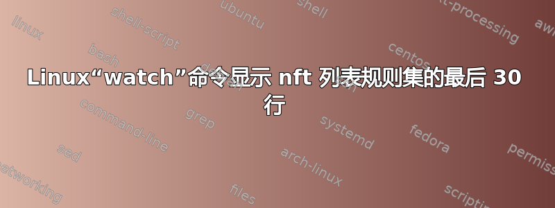 Linux“watch”命令显示 nft 列表规则集的最后 30 行