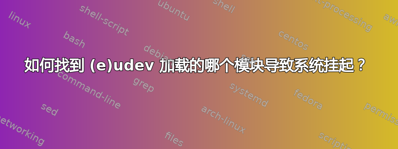 如何找到 (e)udev 加载的哪个模块导致系统挂起？