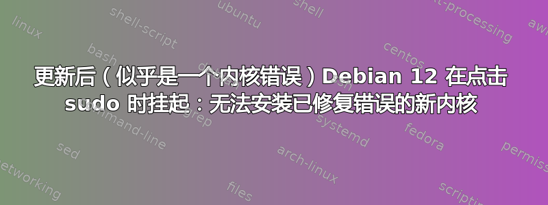 更新后（似乎是一个内核错误）Debian 12 在点击 sudo 时挂起：无法安装已修复错误的新内核