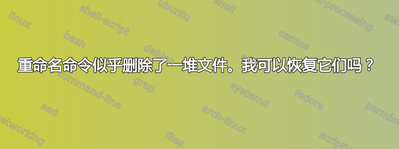 重命名命令似乎删除了一堆文件。我可以恢复它们吗？