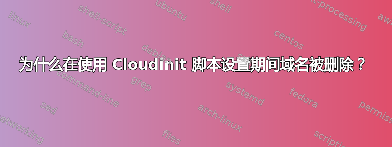 为什么在使用 Cloudinit 脚本设置期间域名被删除？