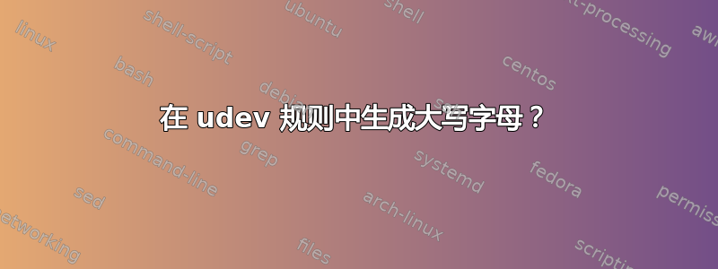 在 udev 规则中生成大写字母？