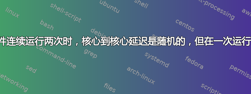 为什么当可执行文件连续运行两次时，核心到核心延迟是随机的，但在一次运行中却不是随机的？