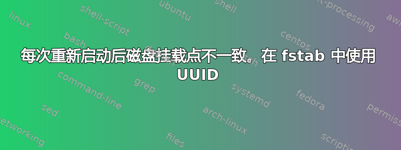 每次重新启动后磁盘挂载点不一致。在 fstab 中使用 UUID