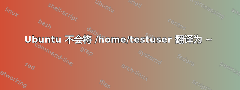 Ubuntu 不会将 /home/testuser 翻译为 ~