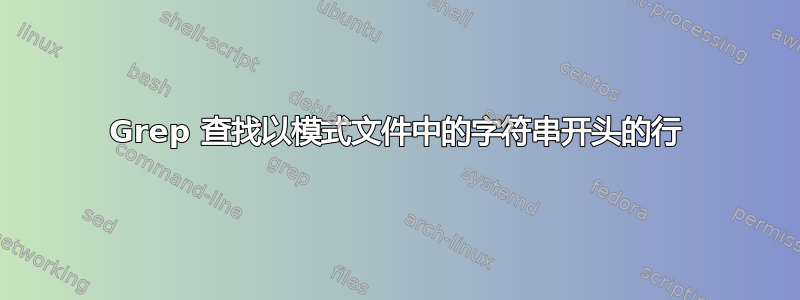 Grep 查找以模式文件中的字符串开头的行