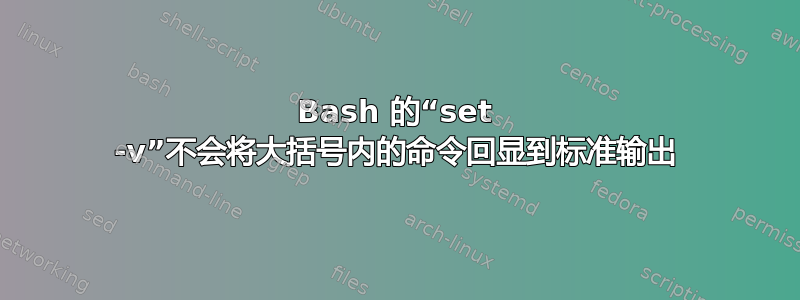 Bash 的“set -v”不会将大括号内的命令回显到标准输出