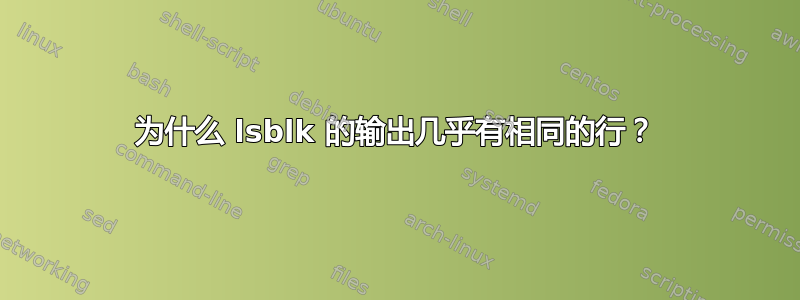 为什么 lsblk 的输出几乎有相同的行？