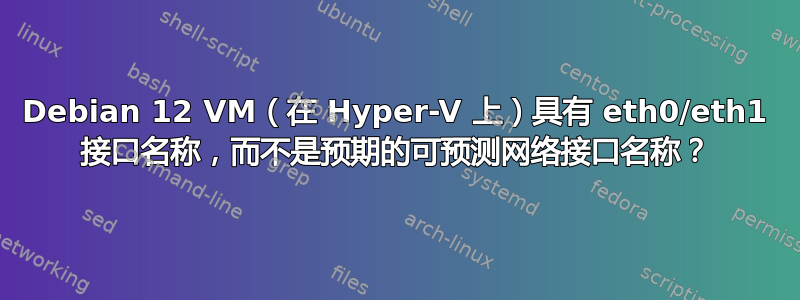 Debian 12 VM（在 Hyper-V 上）具有 eth0/eth1 接口名称，而不是预期的可预测网络接口名称？