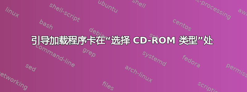 引导加载程序卡在“选择 CD-ROM 类型”处