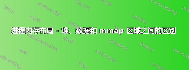 进程内存布局 - 堆、数据和 mmap 区域之间的区别