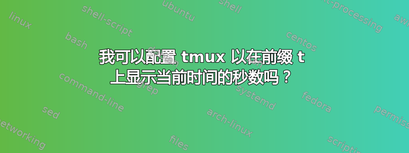 我可以配置 tmux 以在前缀 t 上显示当前时间的秒数吗？