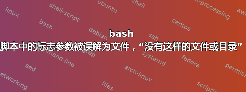 bash 脚本中的标志参数被误解为文件，“没有这样的文件或目录”