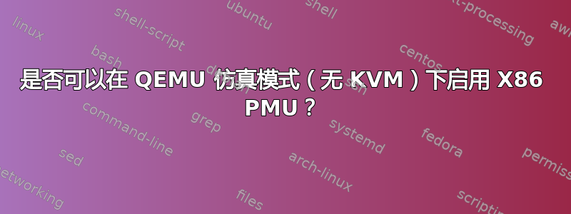 是否可以在 QEMU 仿真模式（无 KVM）下启用 X86 PMU？