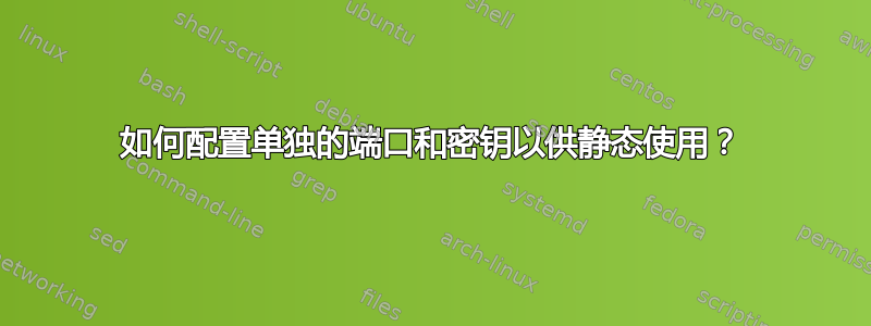 如何配置单独的端口和密钥以供静态使用？